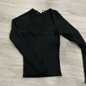 Heartloom Sweetheart Neckline Knit Long Sleeve Top Sweater